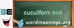 WordMeaning blackboard for cuculiform bird